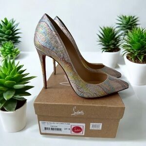 CHRISTIAN LOUBOUTIN Pigalle 109 Lurex Flame Heels Size 37.5